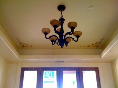 Painted Corners in Dining Room Ceiling