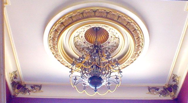 Completed  painted Ceiling dome and molding with chandelier