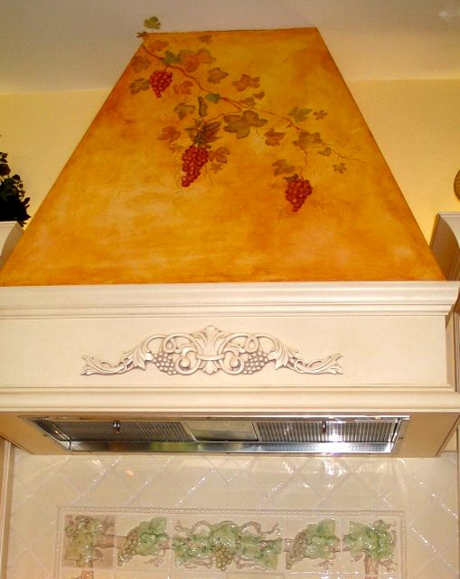 Faux Range top with Custom Painted Grape design