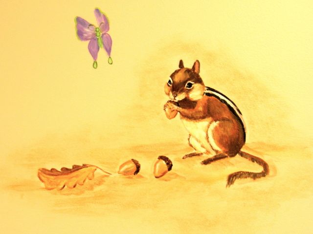 Baby Chipmunk with acorns