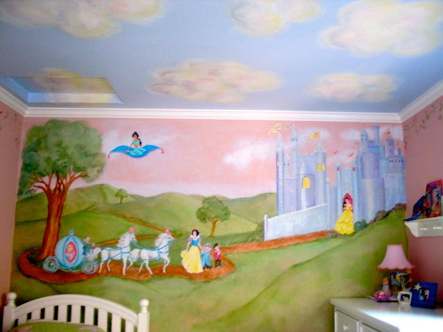 CASTLE MURAL W DISNEY PRINCESSES (2)