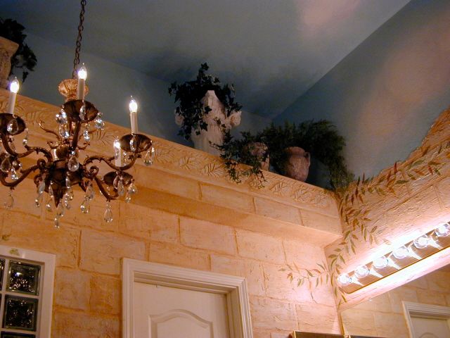 3DIMENSIONAL BRICKS-STENCIL-FAUX-CEILING