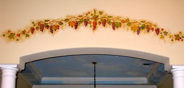 GRAPEVINES AND CEILING WITH CLOUDS