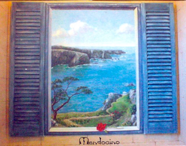Mendocino Mural with Real Shutters